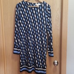 MICHAEL Michael Kors blue and white graphic shift dress Size Medium